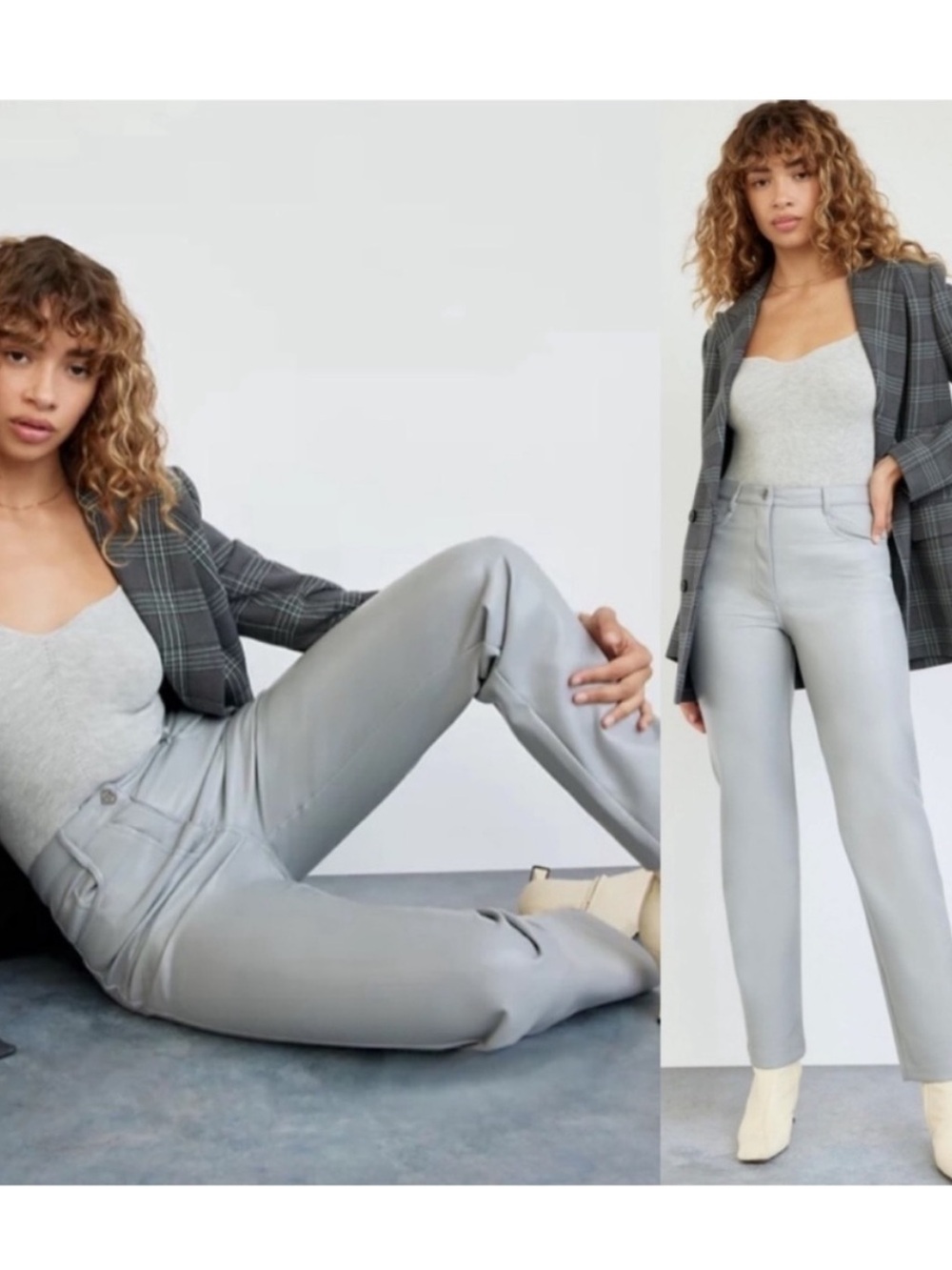 NWT Aritzia Wilfred Melina Grey Vegan Leather Pants 4